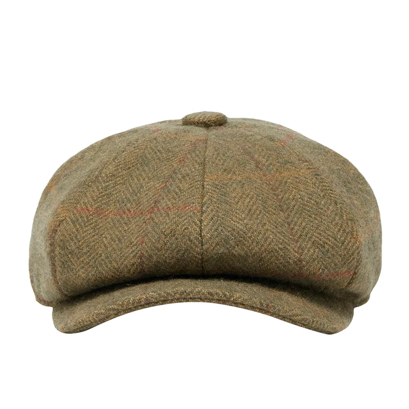 Joules Harrogate Tweed Baker Boy Hat - Green Tweed